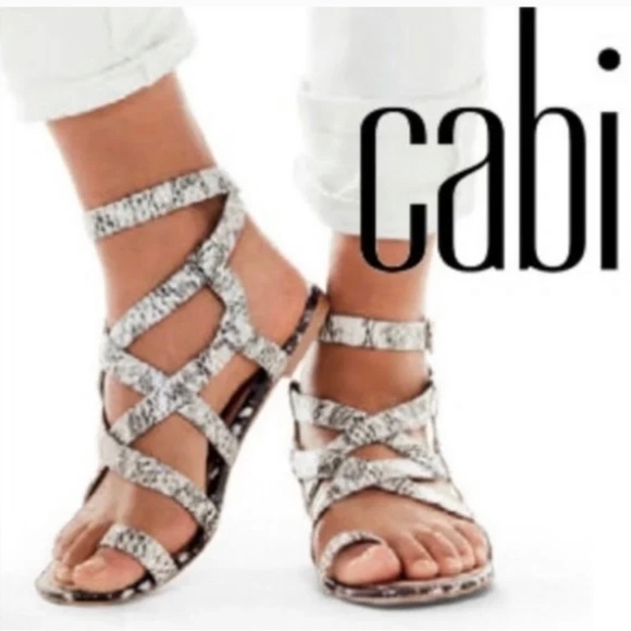 CAbi Shoes Cabi Athena Gladiator Ankle Wrap Snakeskin Leather